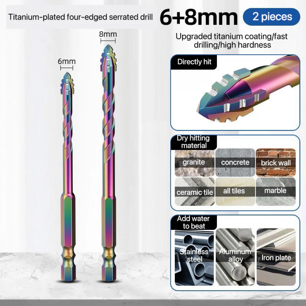 Set de Brocas de Diamante Cuatro Filos para Cristal, Azulejo y Cerámica (3-12mm)