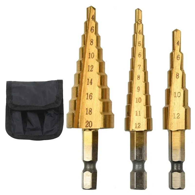Set de Brocas Escalonadas de Titanio - Vástago Hexagonal (3-32mm)