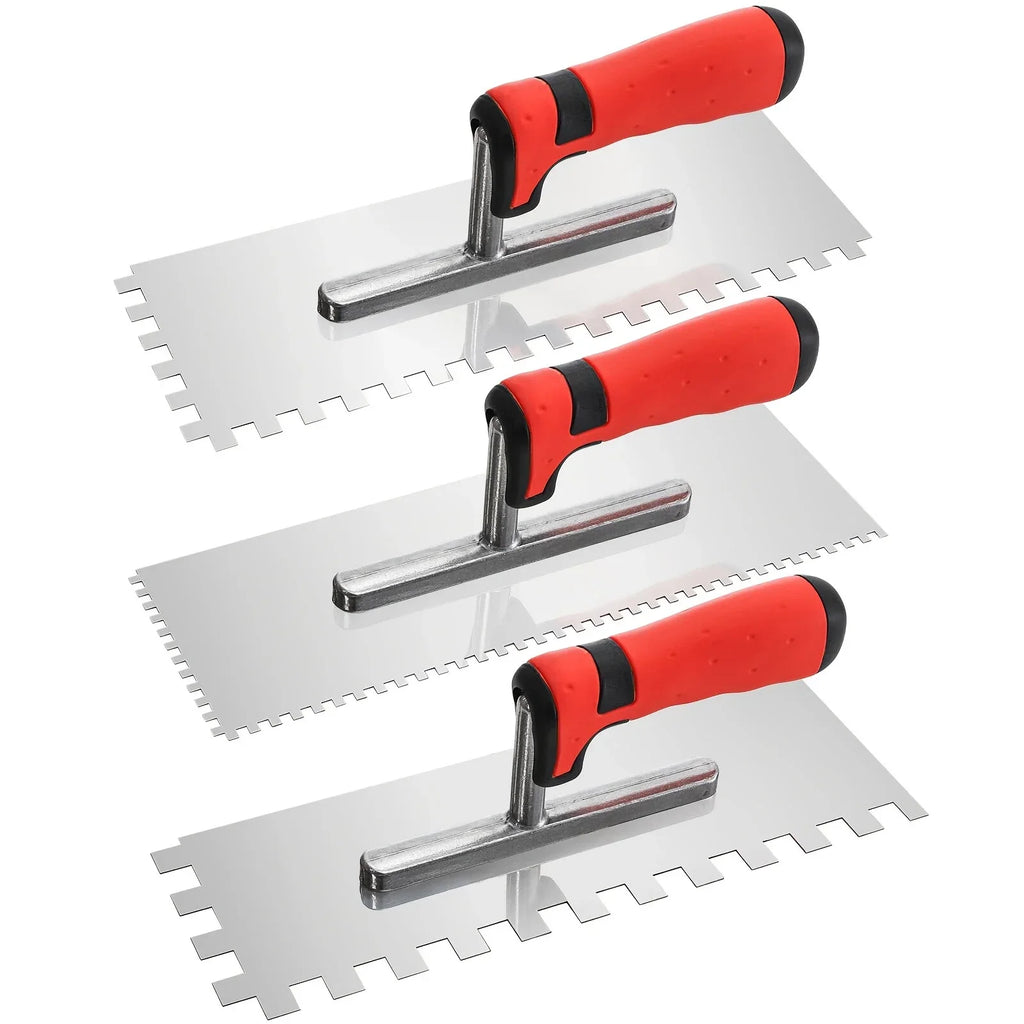 Kit de 3 llanas dentadas de acero inoxidable