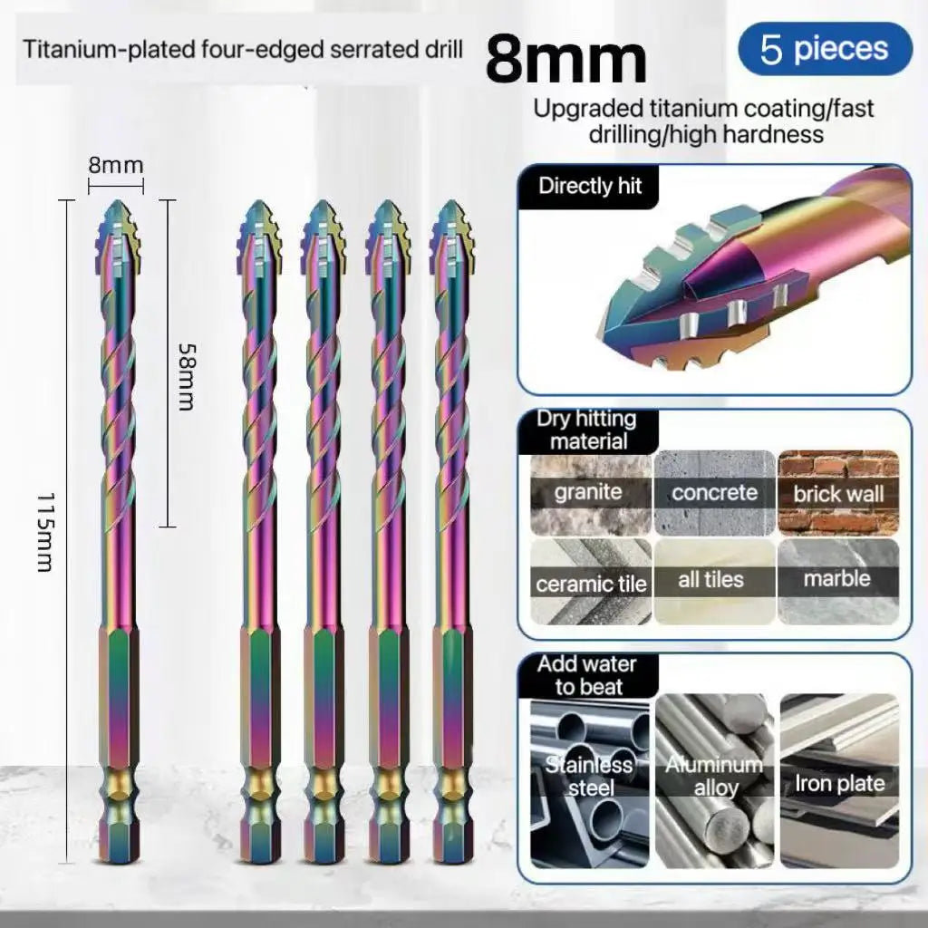 Diamond Drill Bit Set Four Edges for Glass, Tile and Ceramic (3-12mm)