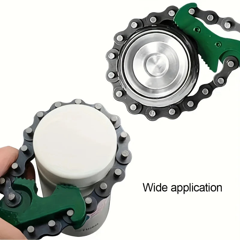 Llave de Cadena de Acero para Filtros de Aceite y Tuberías – Agarre Ajustable con Mango Ergonómico