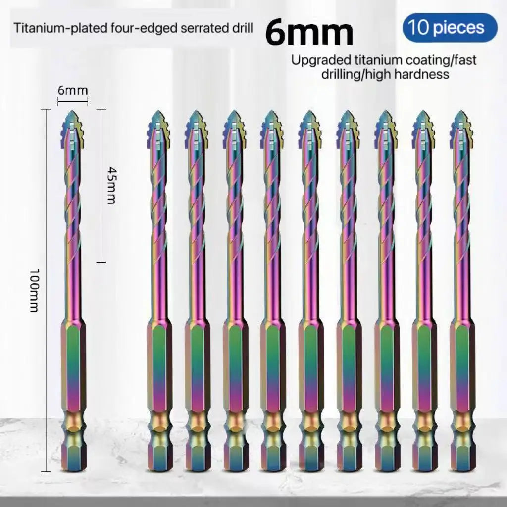Set de Brocas de Diamante Cuatro Filos para Cristal, Azulejo y Cerámica (3-12mm)