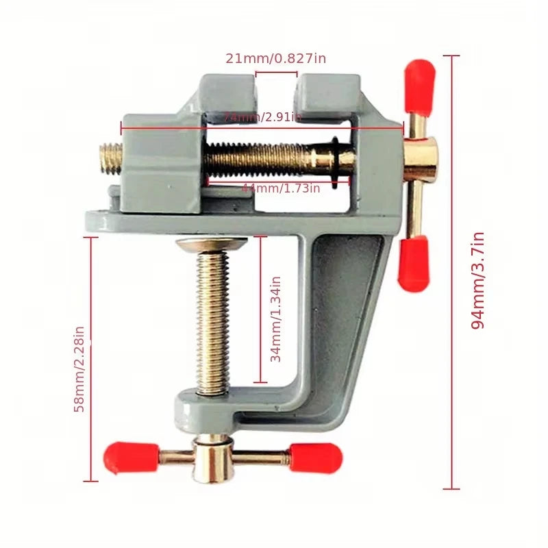 Tornillo de Banco Mini 3,5" Aluminio | Abrazadera de Mesa Multifuncional | Joyeros Modelismo Electrónica | Certificado CE