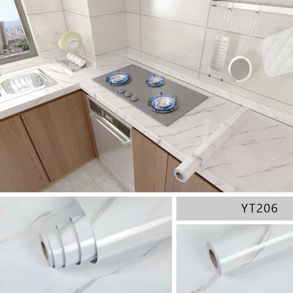 Papel pintado efecto mármol antiaceite para cocina
