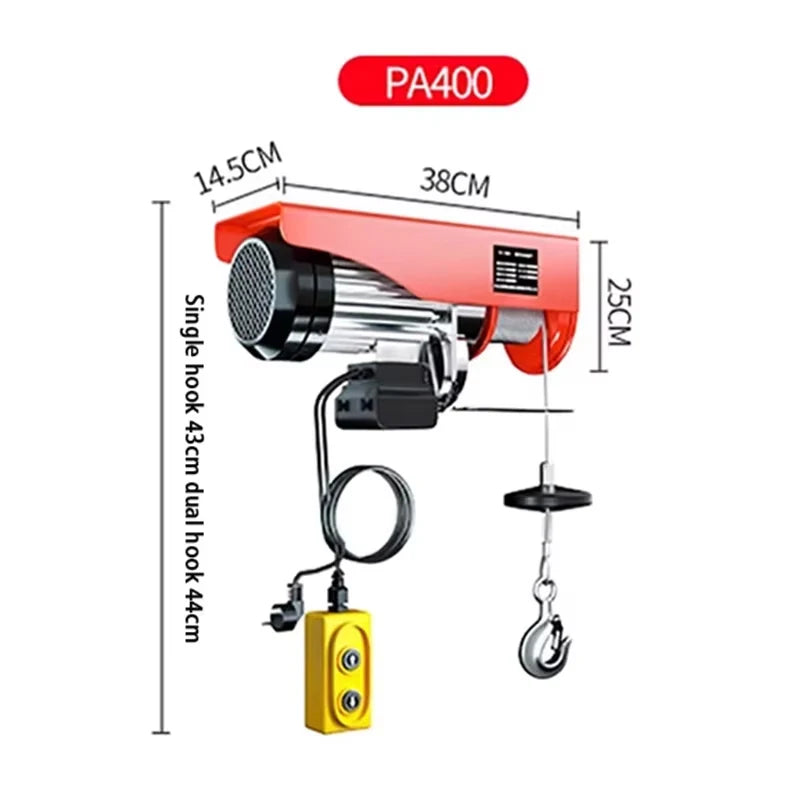 Mini Polipasto Eléctrico 220V con Cable de Acero – Grua Doméstica y de Construcción con Mando
