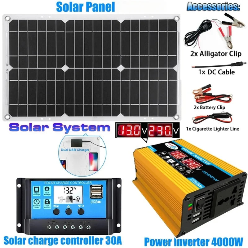Kit Solar 6000W con Panel 600W, Inversor y Controlador de Carga 12V