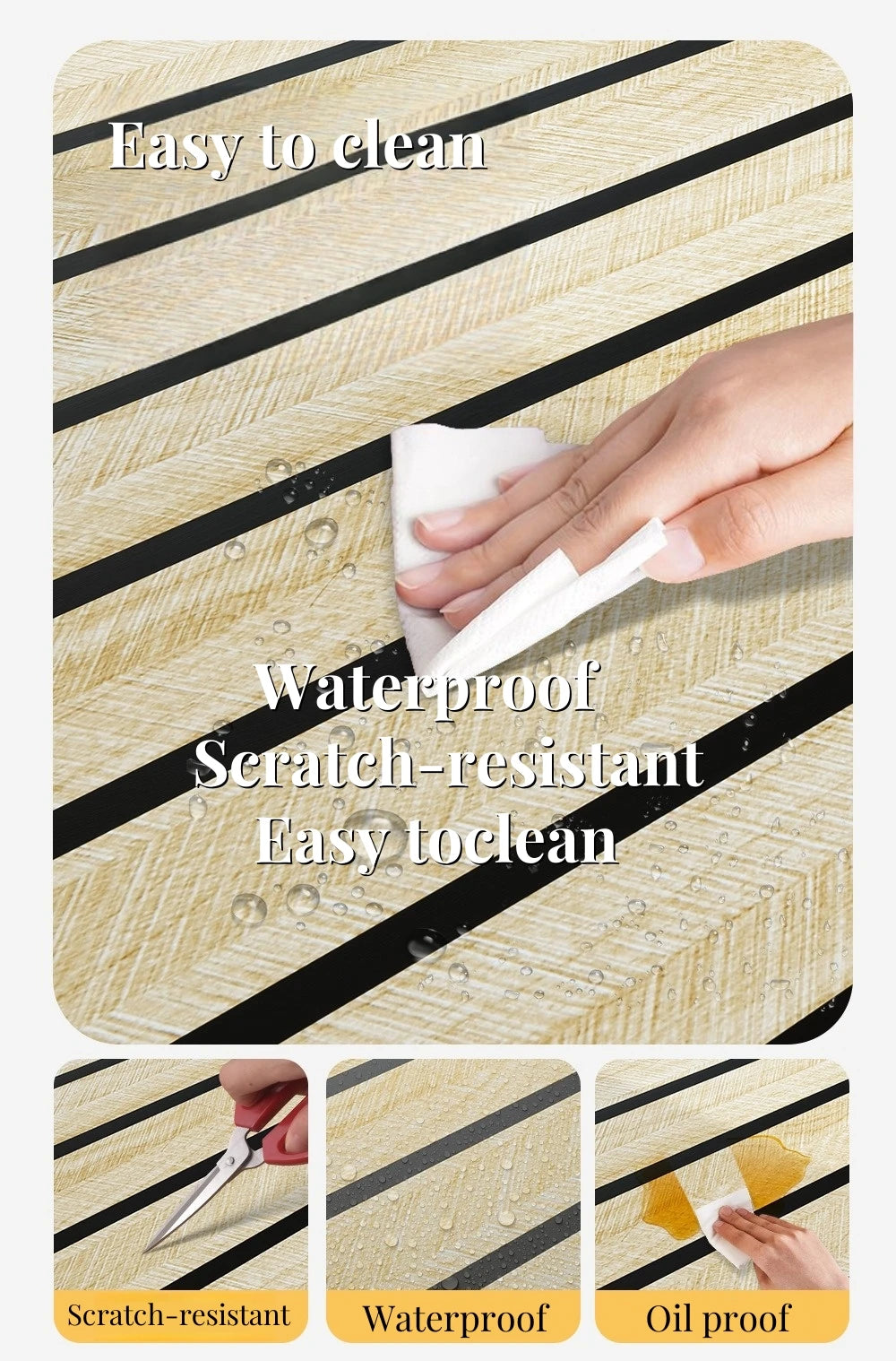 Papel Pintado Autoadhesivo Imitación Rejilla Madera | PVC Grueso Impermeable | Rollo 3M, 5M o 10M x 40cm