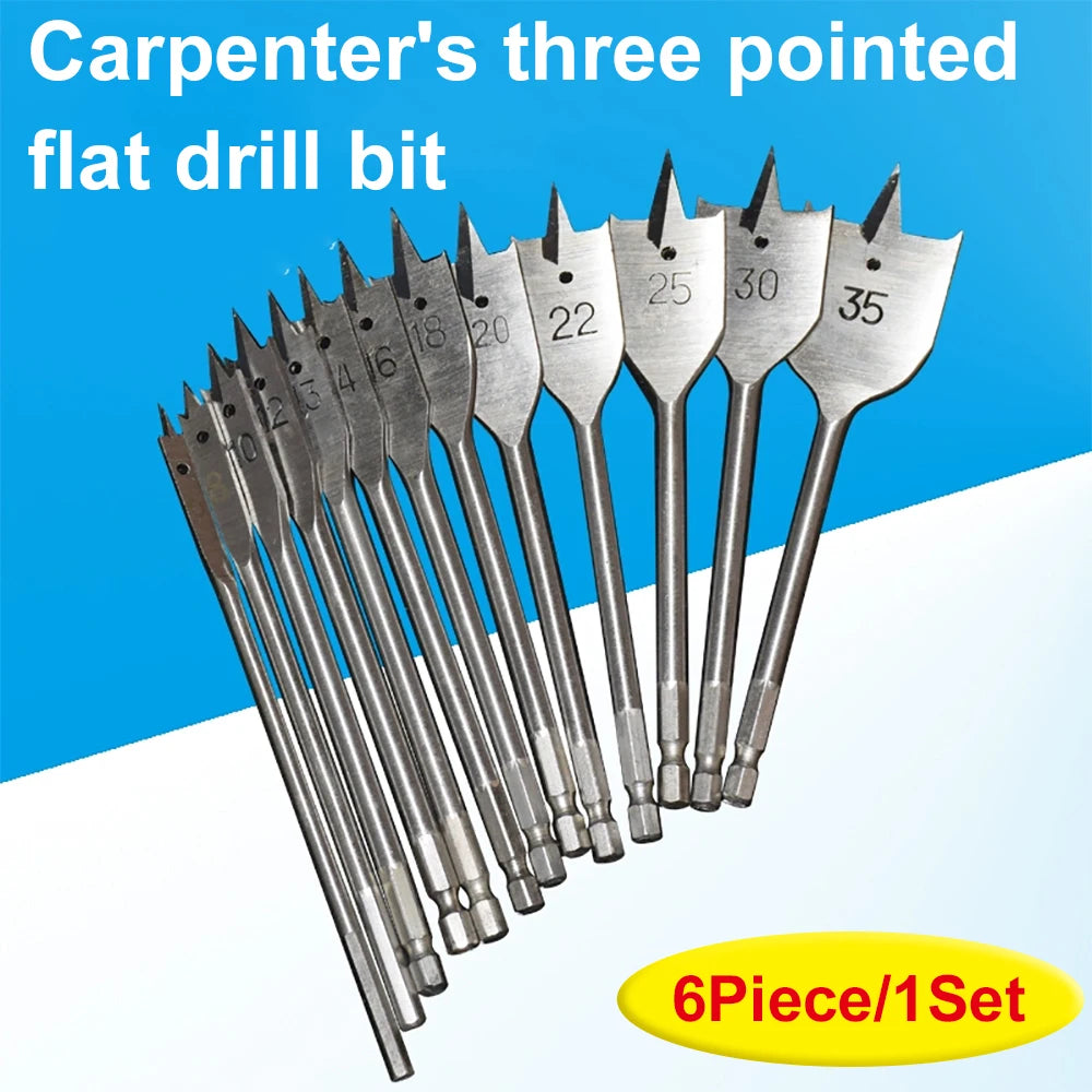 Set de Brocas Planas para Madera 10-20mm - Broca de Pala de Tres Puntas