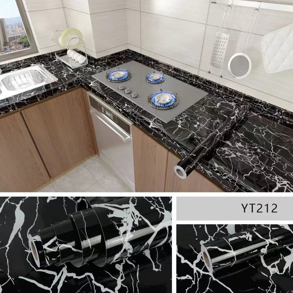 Papel pintado efecto mármol antiaceite para cocina