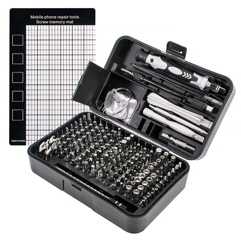 Set Destornilladores Magnético 170 en 1 | 154 Puntas de Precisión | Torx Hex Phillips | Reparación Móvil y Ordenador