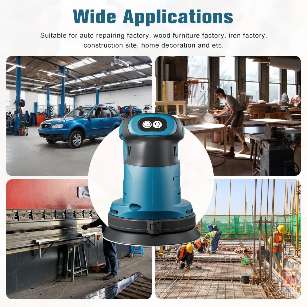 Synxiter 125mm Cordless Random Orbital Sander for Makita 18V Battery