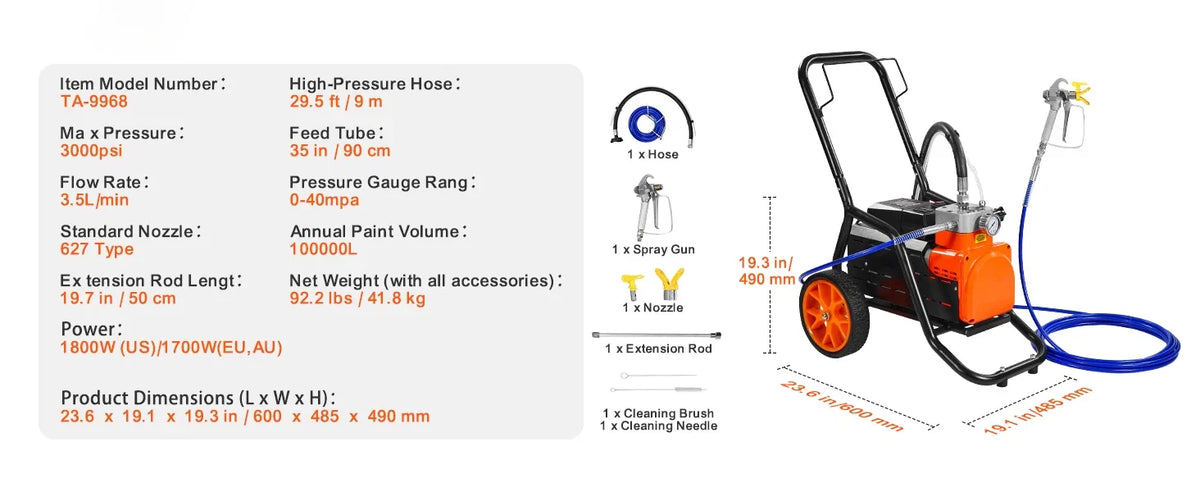 Pistola de pintura airless con carro profesional
