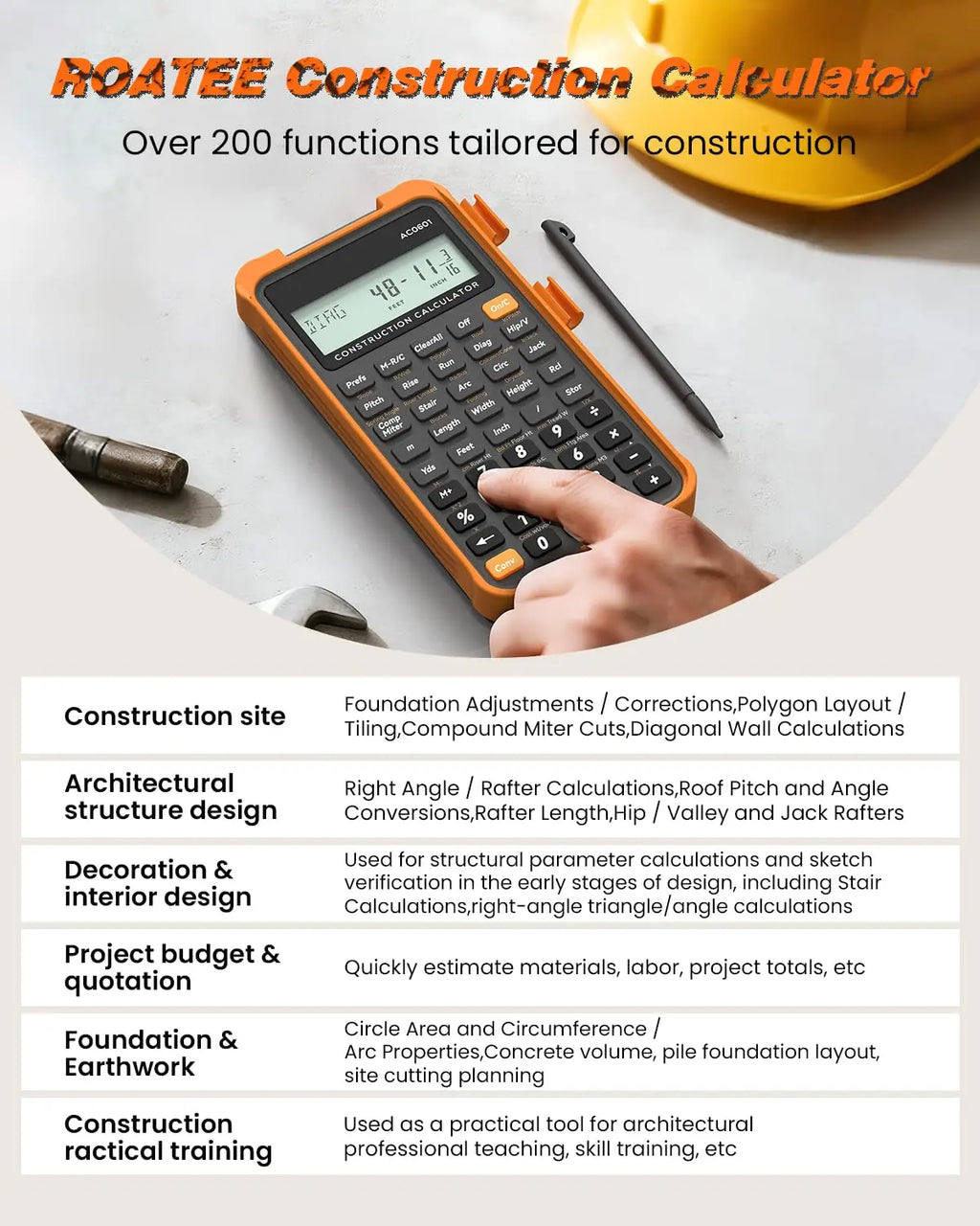 Calculadora de Construcción con Tableta de Escritura