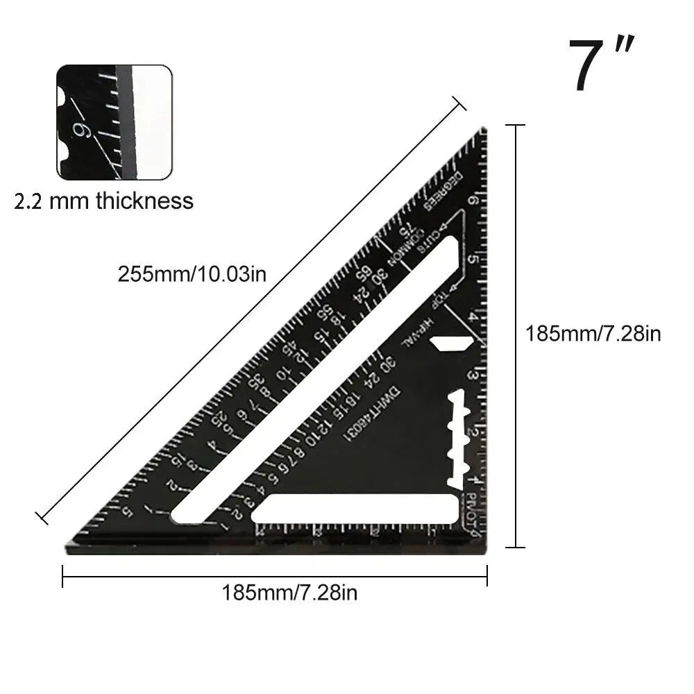 Escuadra Triangular de Aluminio 7" - Pulgadas y Métrico