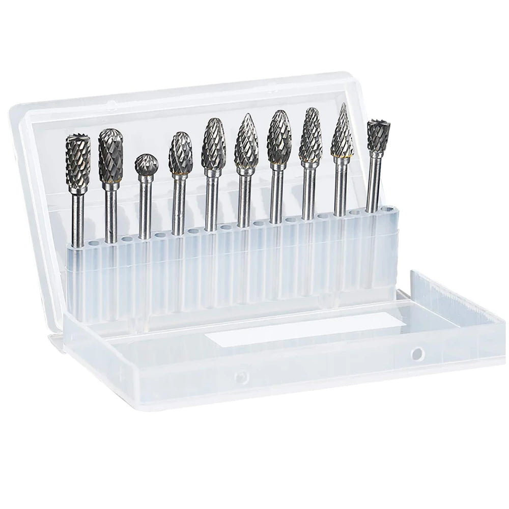 Carbide Burr Set for Dremel - 1/8" Shank (10 Pieces)
