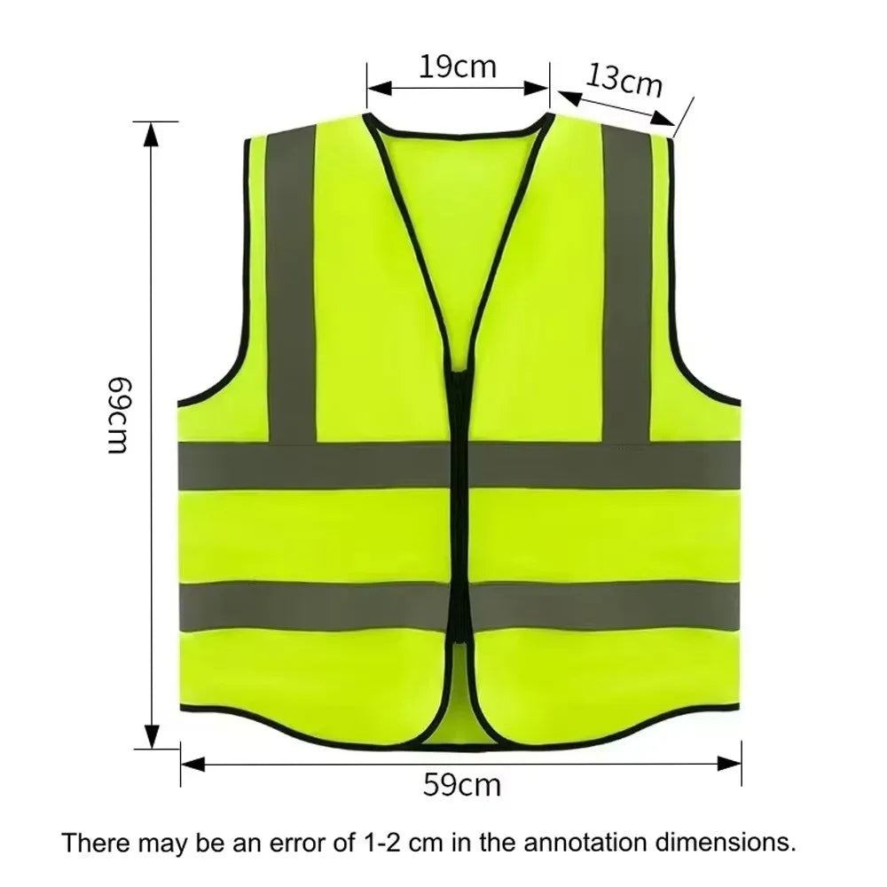 Chaleco de Alta Visibilidad con Cremallera y Bandas Reflectantes para Obra