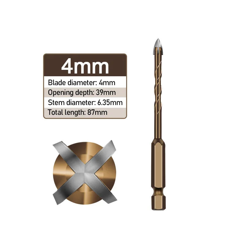 Brocas para Hormigón, Cerámica, Vidrio y Azulejo – Vástago Hexagonal 3mm a 12mm