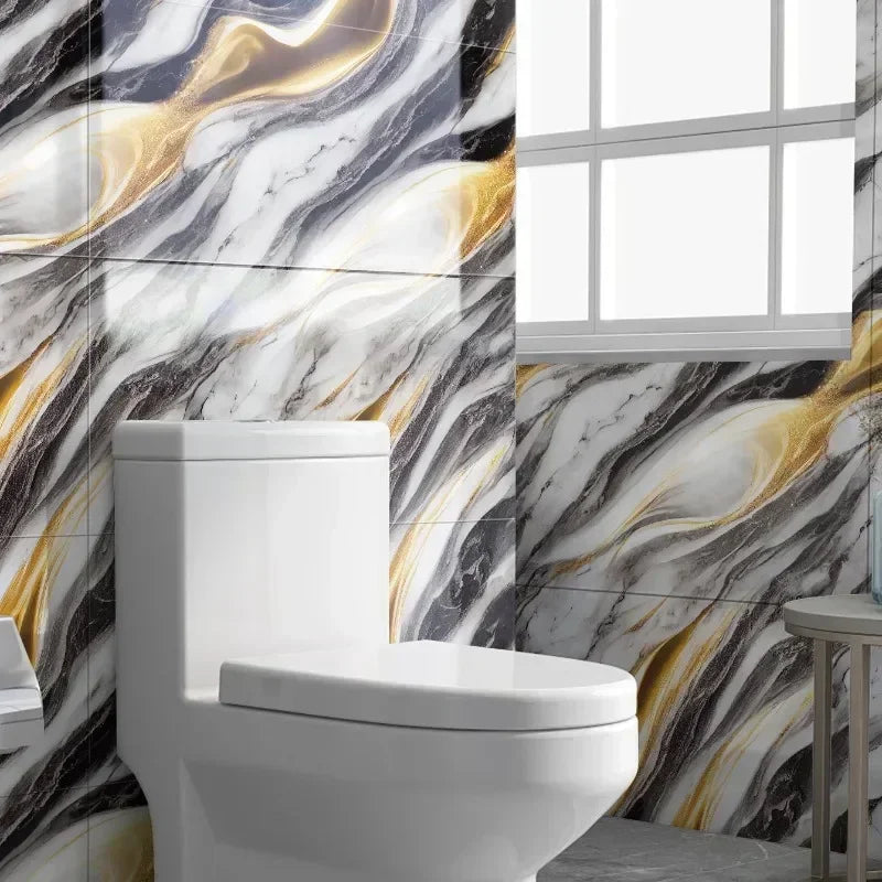 Azulejos Autoadhesivos 3D Efecto Mármol | Pack 10 uds 30x30cm | Impermeable Antibacteriano | Cocina Baño Suelo Pared