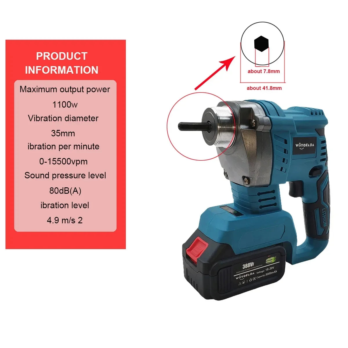 Brushless Concrete Vibrator for Makita 18V Battery