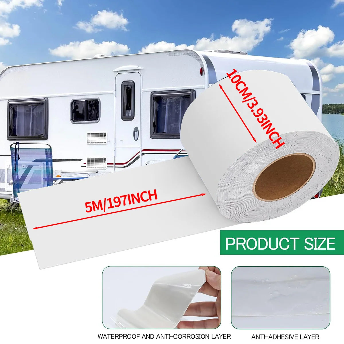 Cinta Selladora Impermeable Blanca para Tejados, Caravanas y Barcos – Resistente a la Intemperie
