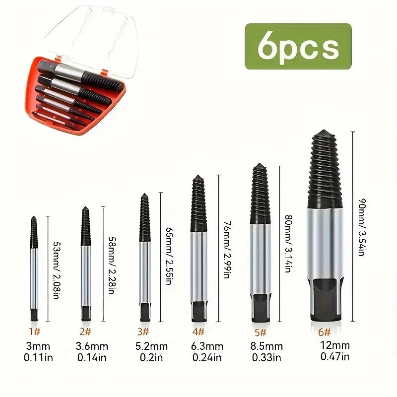 5/6-Piece Screw Extractor Set for Metal and Wood