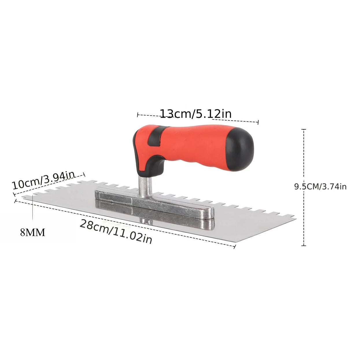 Vista completa del kit de llanas dentadas