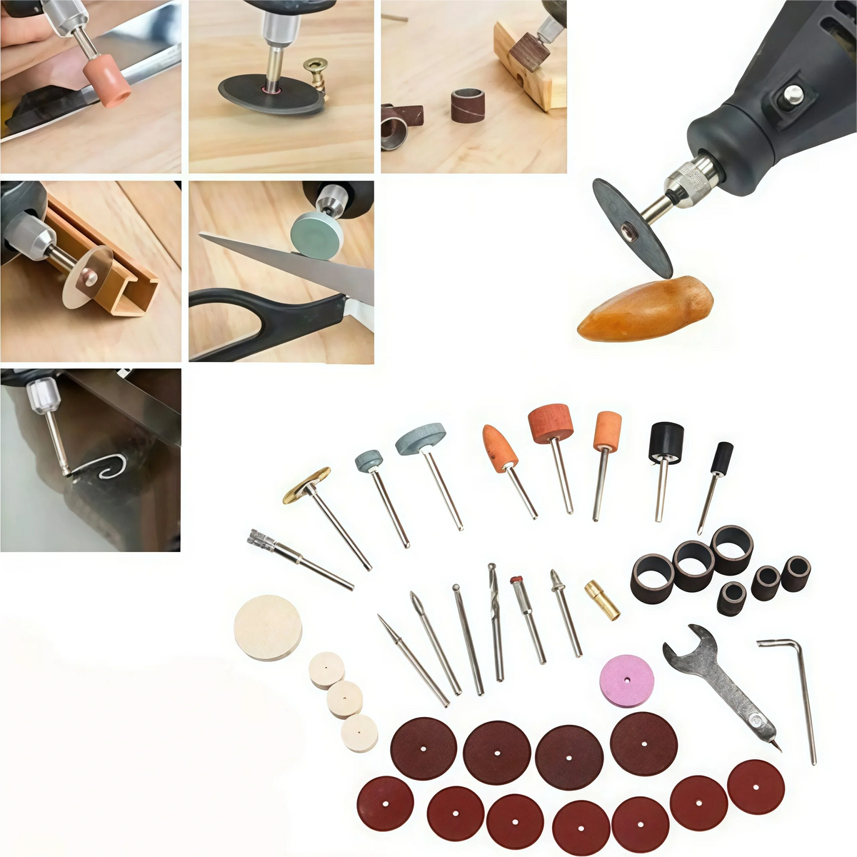 Kit 40 Accesorios para Mini Taladro Rotativo y Amoladora – Lijado, Pulido y Grabado