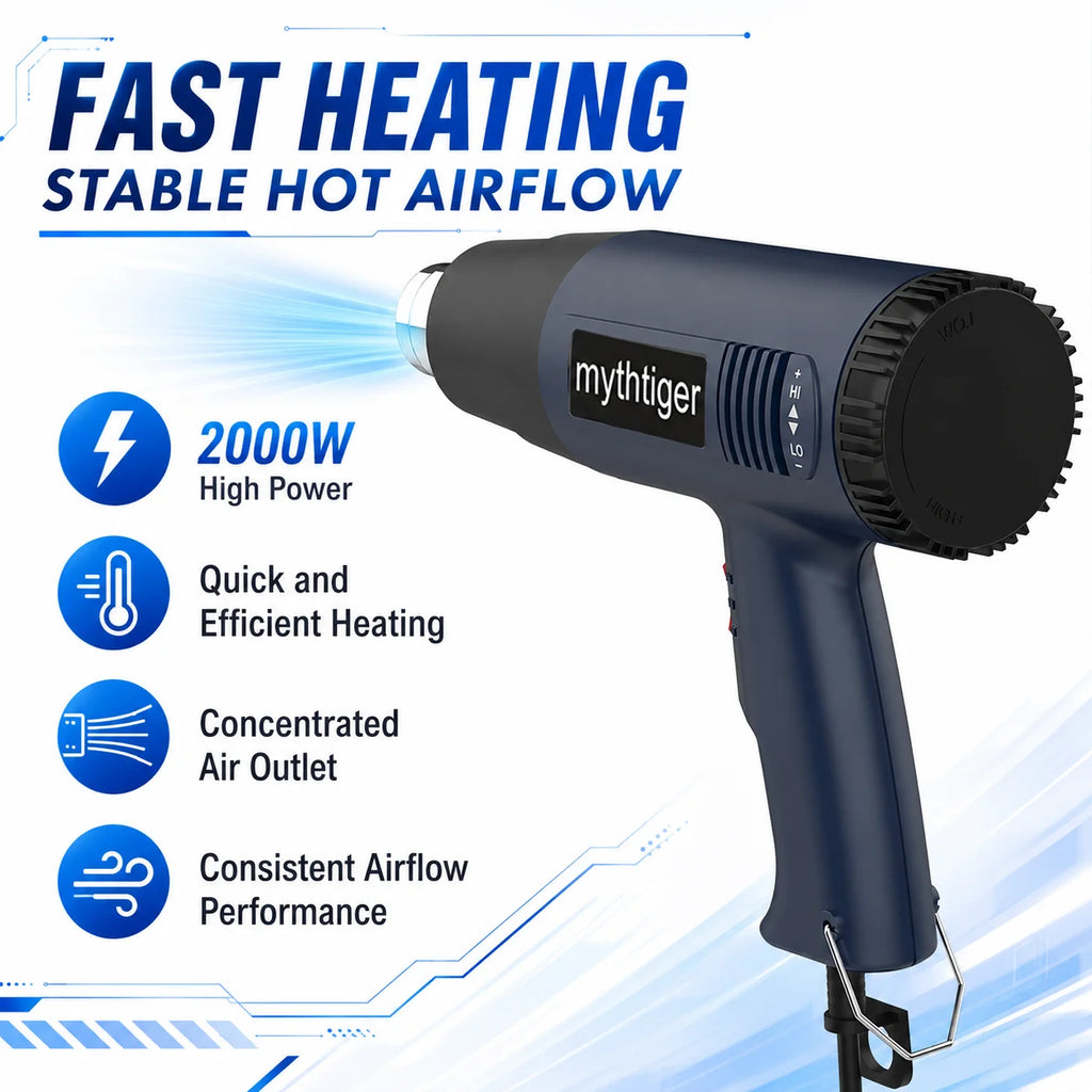Pistola de Aire Caliente 2000W - Temperatura Ajustable 60-600°C