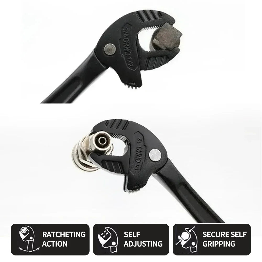 Llave de Trinquete Ajustable de Mandíbula Ancha – Acero Cromo Vanadio para Automoción y Fontanería