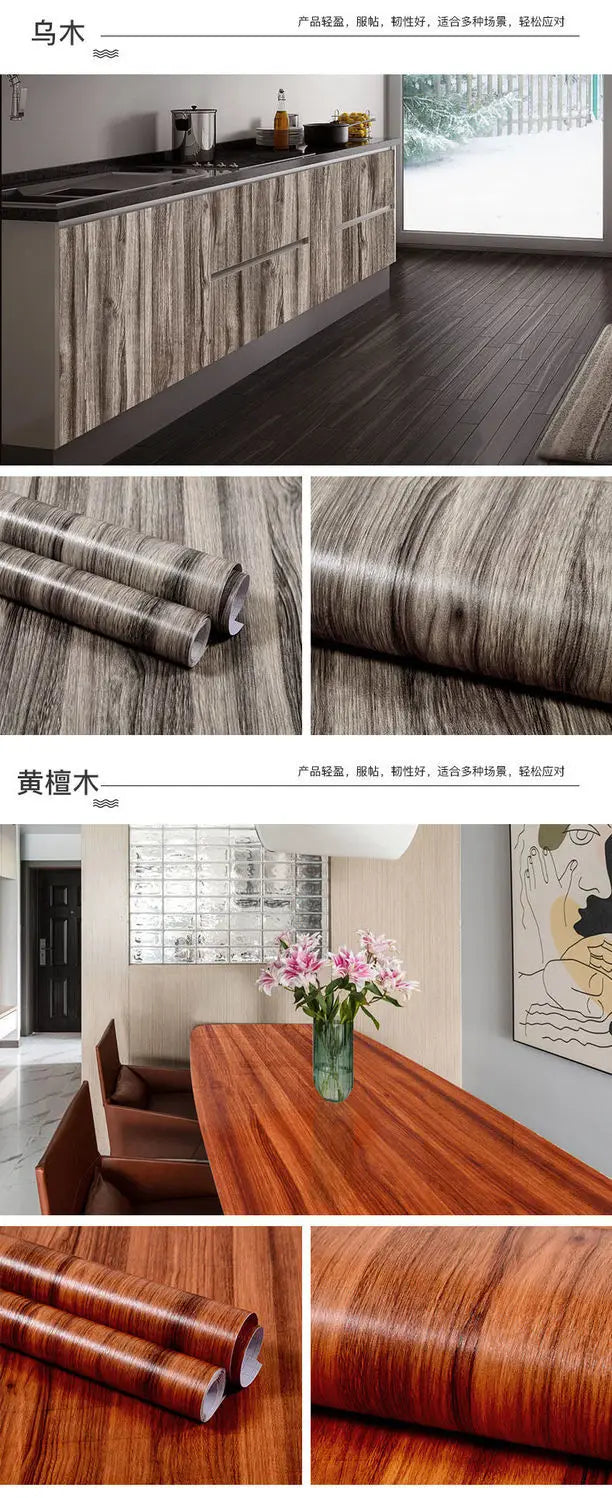 Vinilo Adhesivo Efecto Madera para Muebles | PVC Impermeable Autoadhesivo | Renovación Fácil