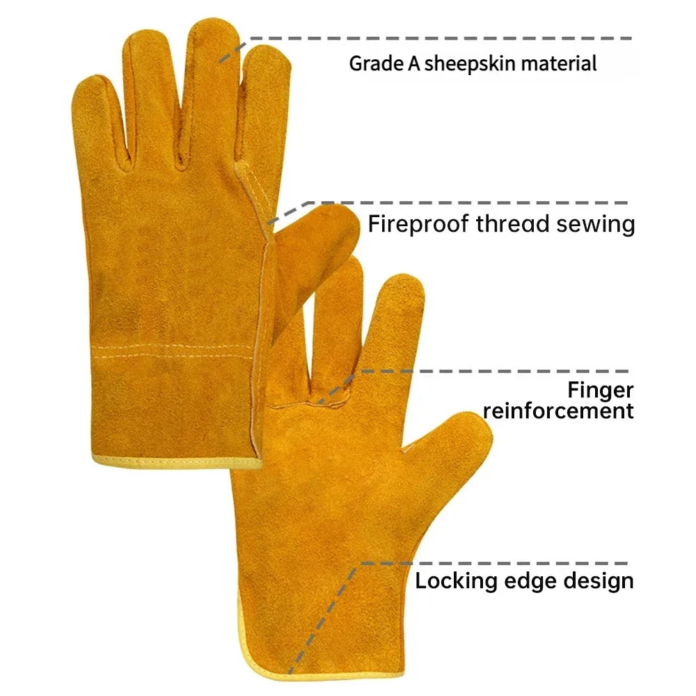 Guantes de Trabajo en Piel de Oveja para Soldadura y Protección