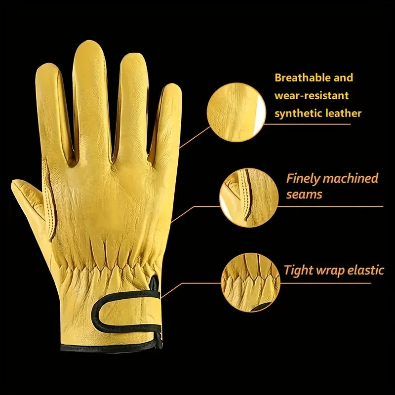 Guantes de Trabajo en Piel PU para Jardinería, Moto y Soldadura
