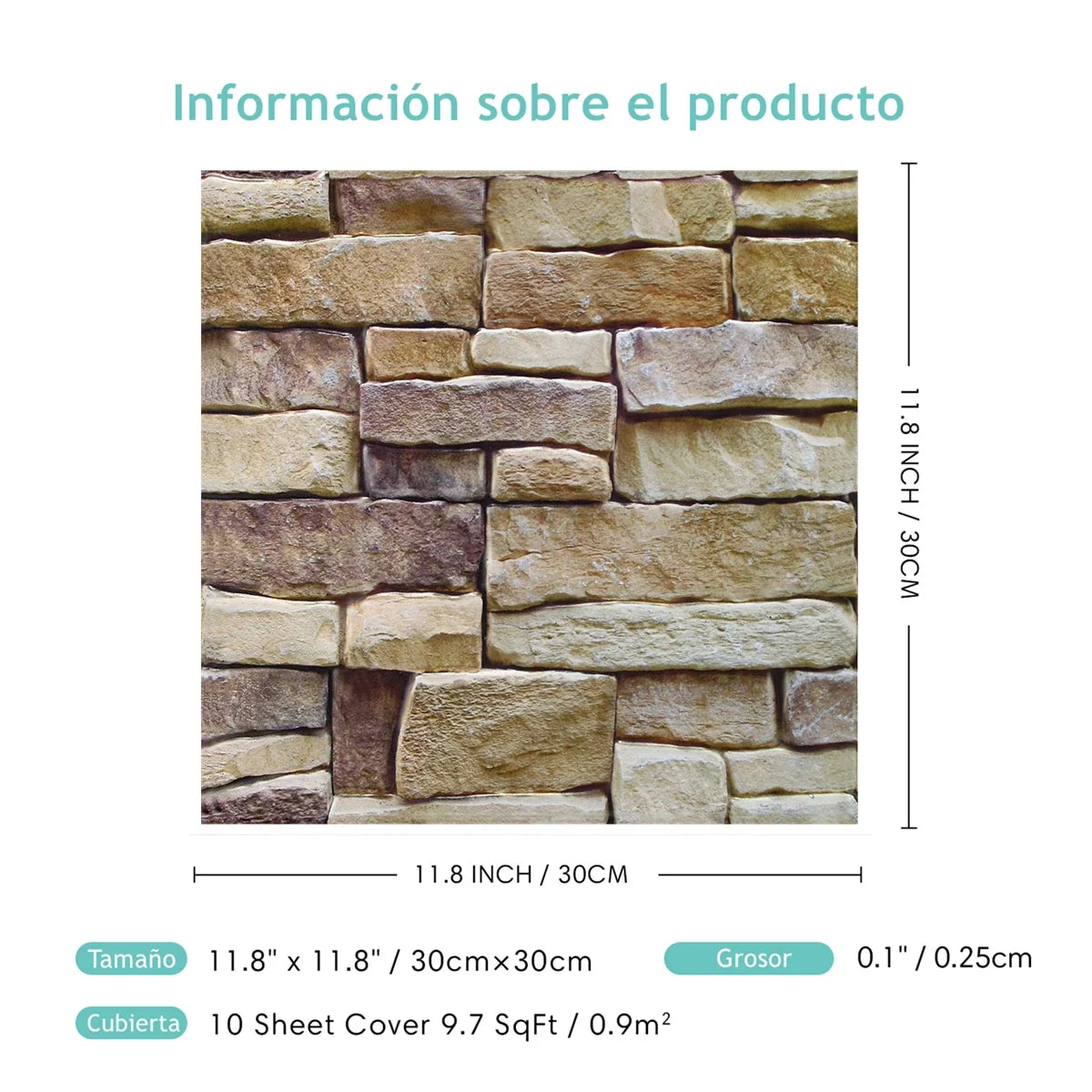 Panel adhesivo 3D efecto piedra para pared