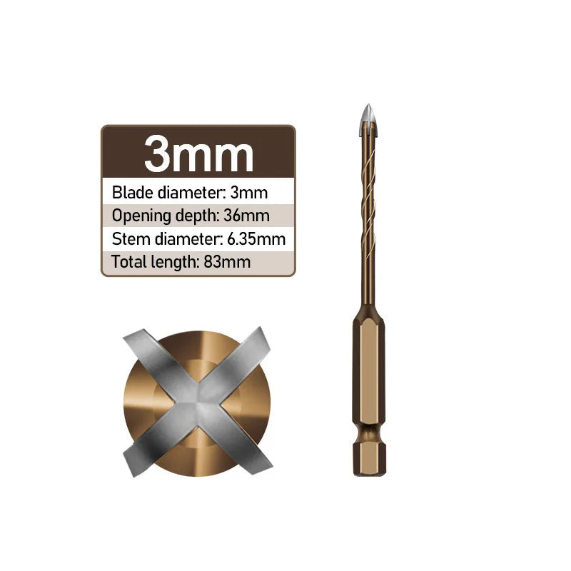 Brocas para Hormigón, Cerámica, Vidrio y Azulejo – Vástago Hexagonal 3mm a 12mm