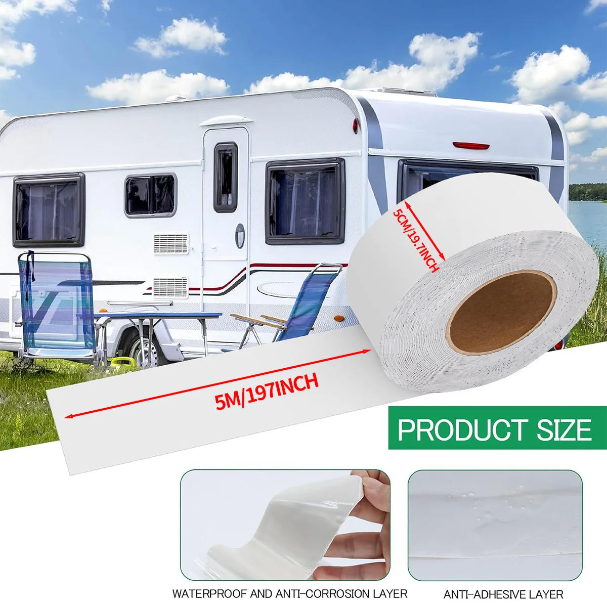 Cinta Selladora Impermeable Blanca para Tejados, Caravanas y Barcos – Resistente a la Intemperie