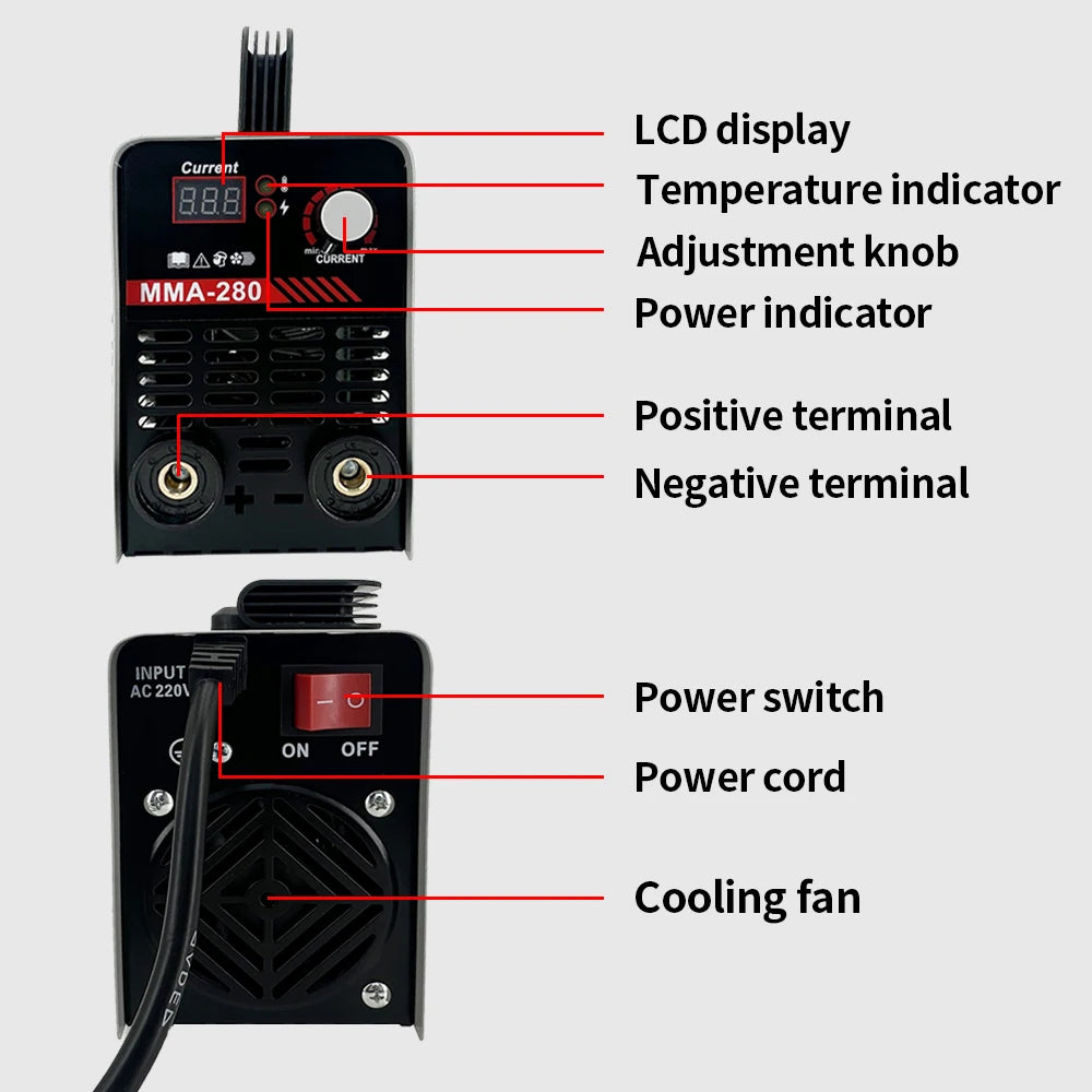 Soldadora MMA 280A Inverter DC con Pantalla LED - 220V