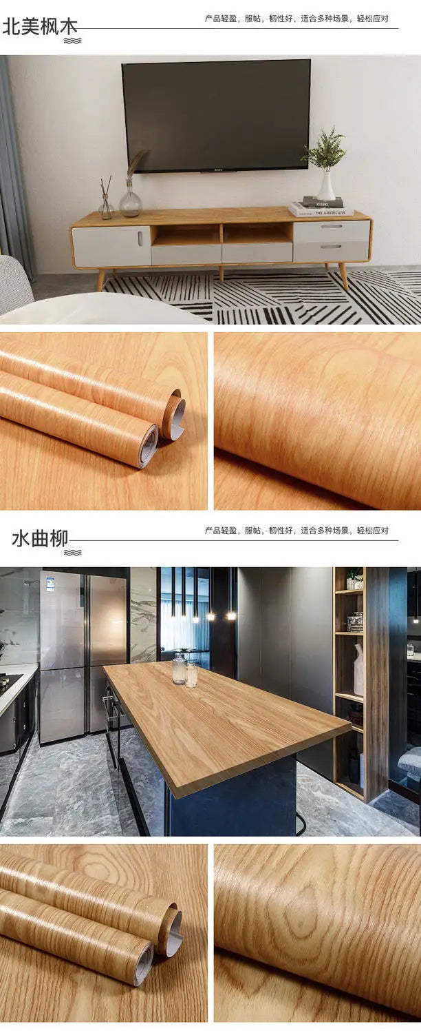 Vinilo Adhesivo Efecto Madera para Muebles | PVC Impermeable Autoadhesivo | Renovación Fácil