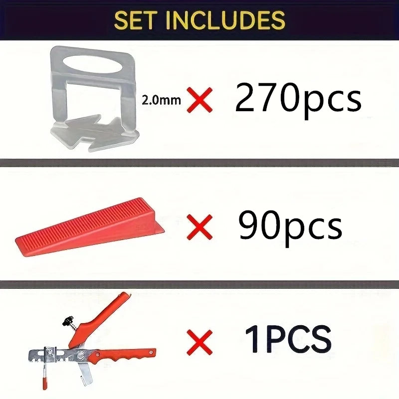Kit Nivelador de Azulejos con Alicate - 270 Clips + 90 Cuñas