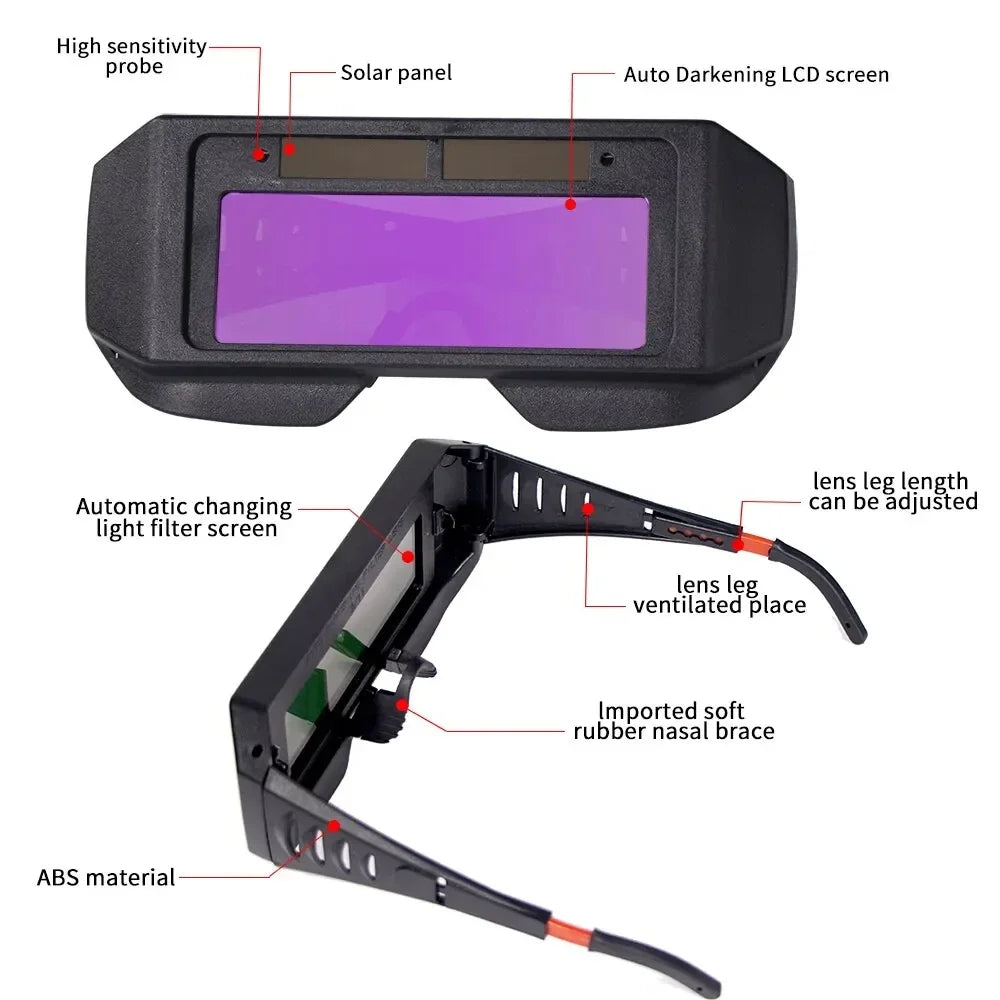 Gafas de soldadura solares con oscurecimiento automático LCD