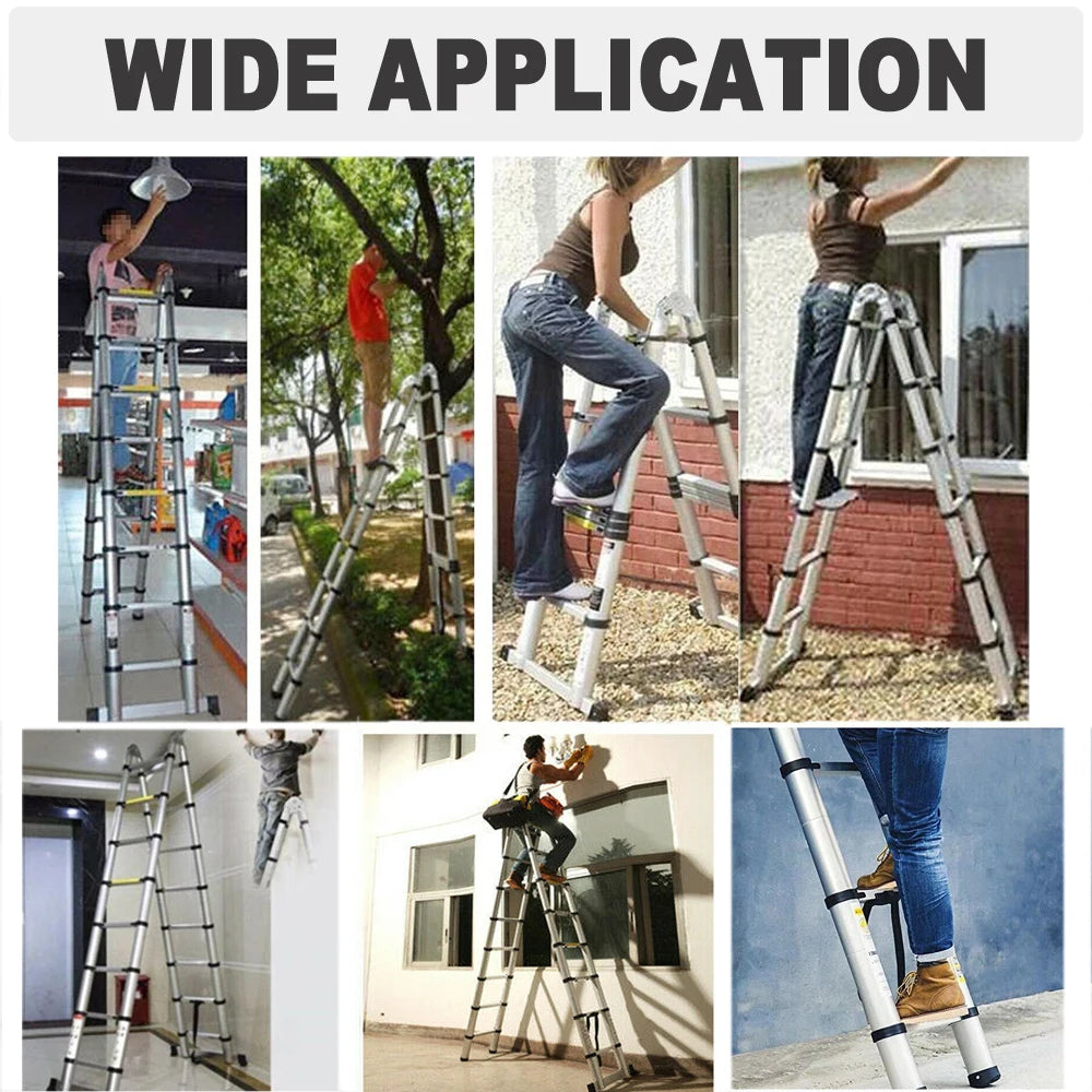 Escalera Telescópica Plegable A-Frame 3,8m / 5m | Aluminio o Acero Inox | Carga 150 kg | Certificado EN131