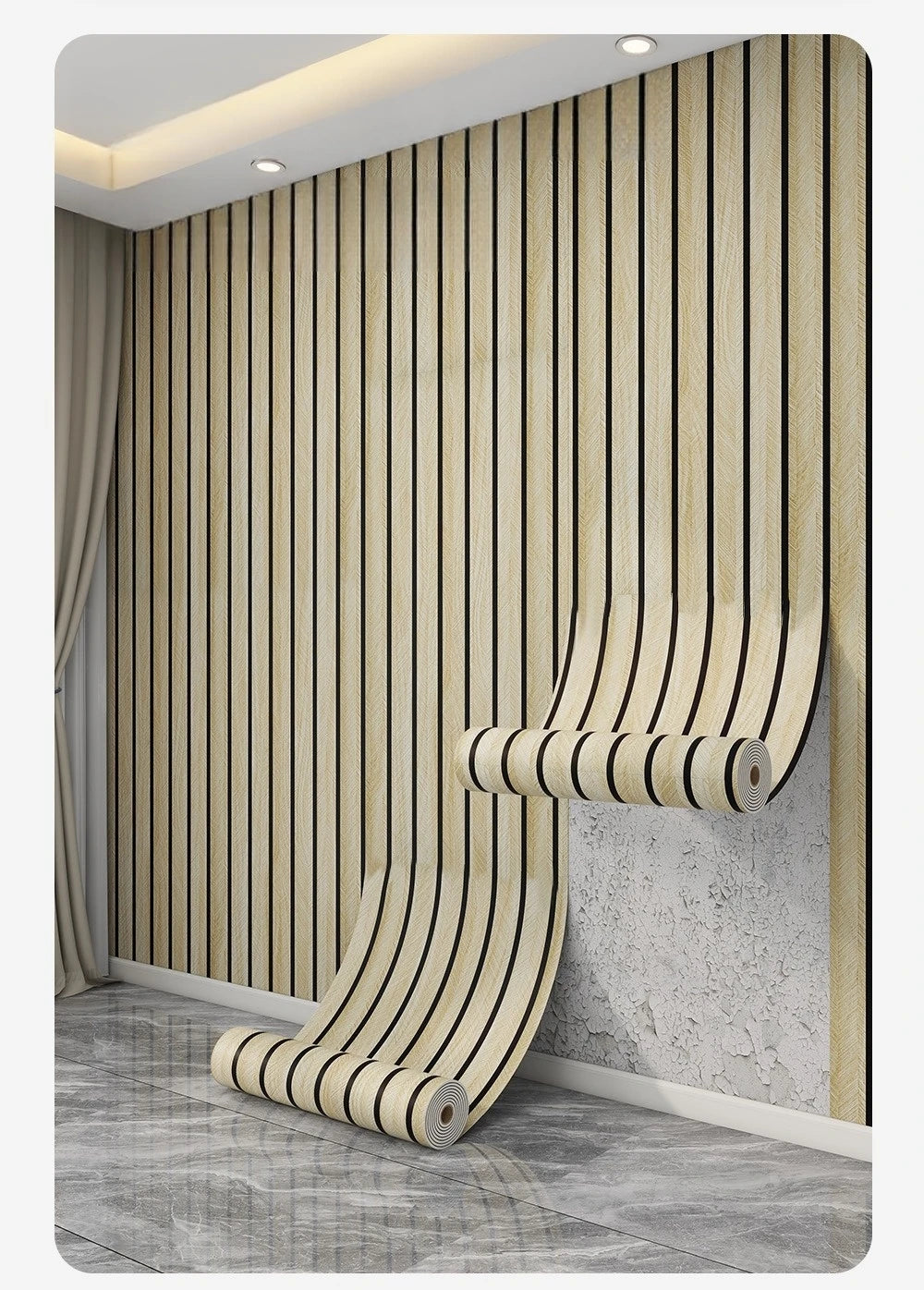 Papel Pintado Autoadhesivo Imitación Rejilla Madera | PVC Grueso Impermeable | Rollo 3M, 5M o 10M x 40cm