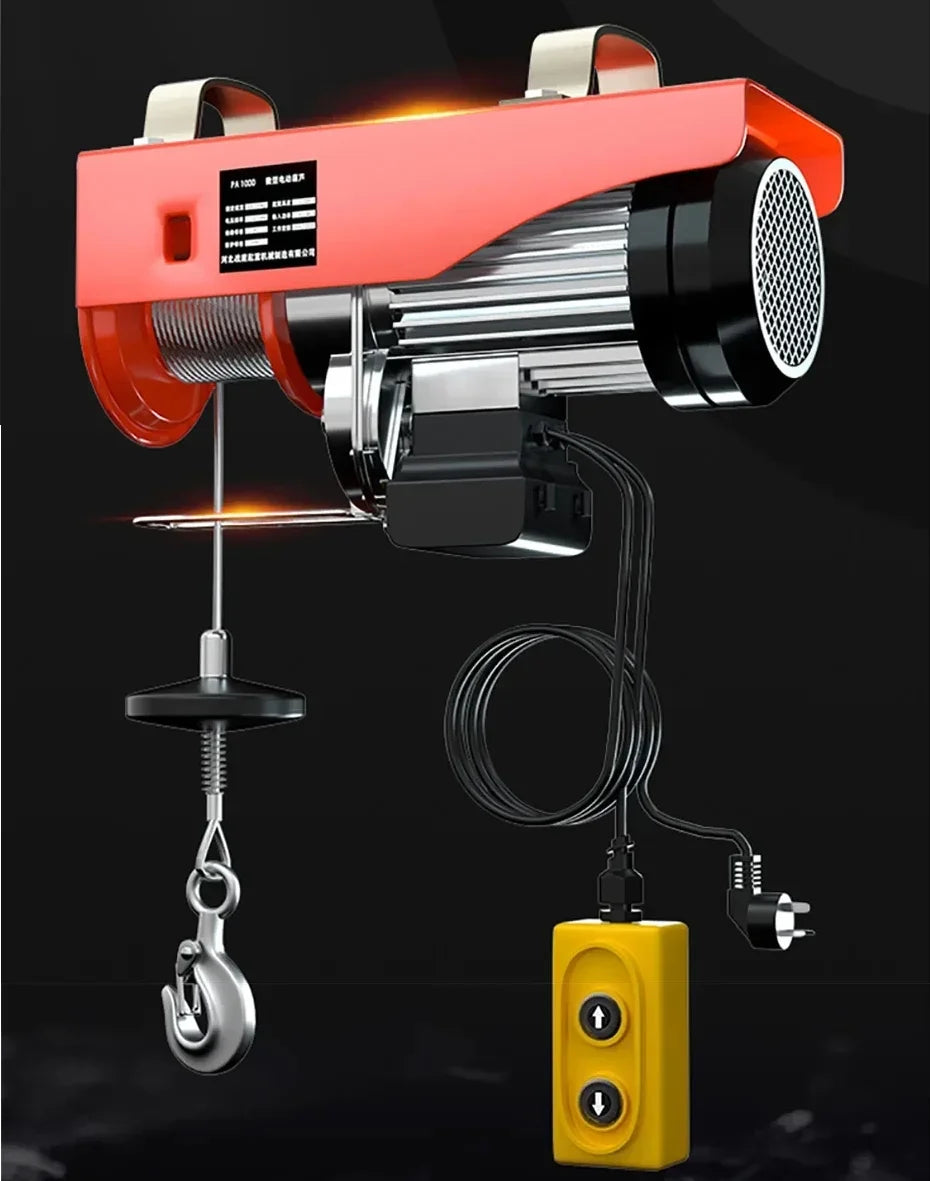 Mini Polipasto Eléctrico 220V con Cable de Acero – Grua Doméstica y de Construcción con Mando