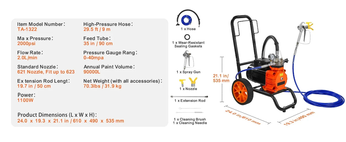 Pistola de pintura airless con carro profesional