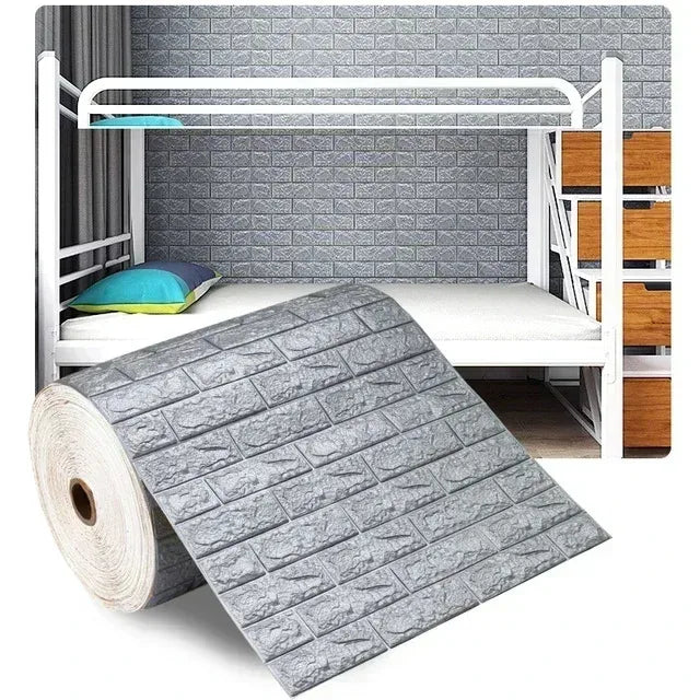 Papel Pintado 3D Autoadhesivo Efecto Ladrillo | Rollo Continuo 70cm x 1/3/5/10M | Impermeable