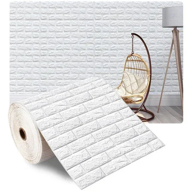 Papel Pintado 3D Autoadhesivo Efecto Ladrillo | Rollo Continuo 70cm x 1/3/5/10M | Impermeable