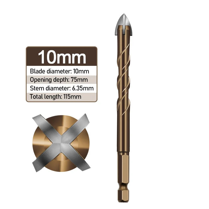 Brocas para Hormigón, Cerámica, Vidrio y Azulejo – Vástago Hexagonal 3mm a 12mm