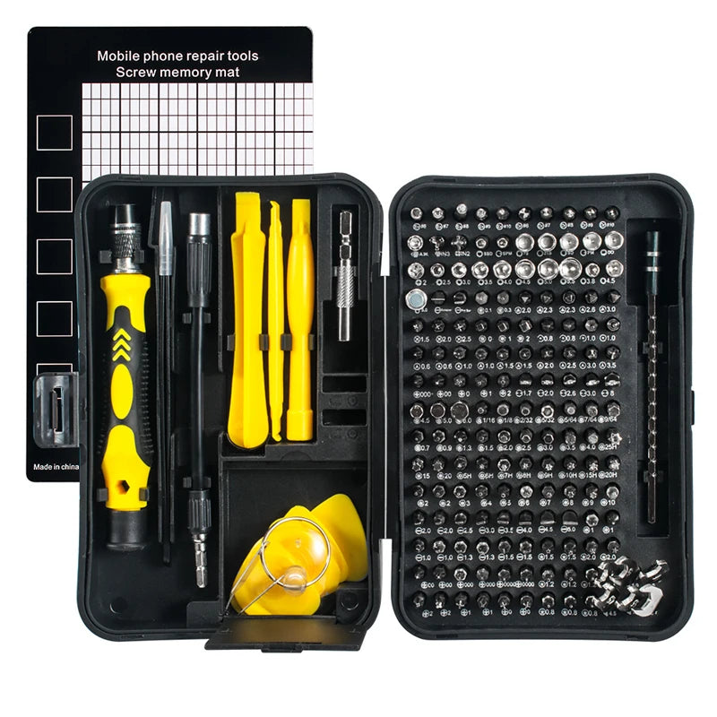 Set Destornilladores Magnético 170 en 1 | 154 Puntas de Precisión | Torx Hex Phillips | Reparación Móvil y Ordenador