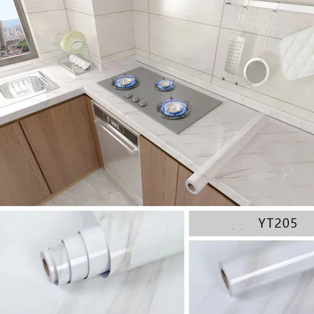 Papel pintado efecto mármol antiaceite para cocina
