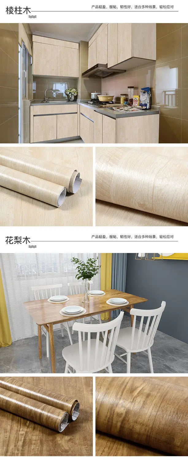 Vinilo Adhesivo Efecto Madera para Muebles | PVC Impermeable Autoadhesivo | Renovación Fácil