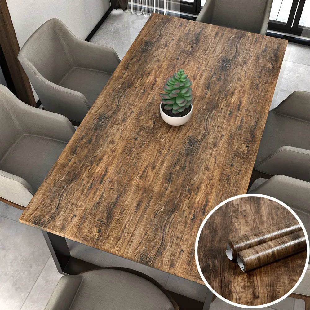 Vinilo Adhesivo Efecto Madera para Muebles | PVC Impermeable Autoadhesivo | Renovación Fácil